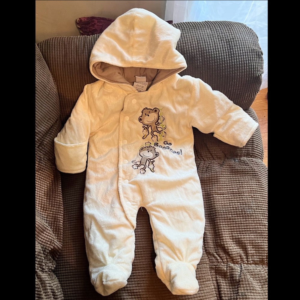 Baby 0-3m Reversible•Gender Neutral•Button-Up Fleece Coverall (1 Piece)